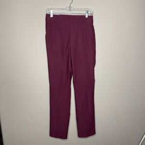 Rafaella Women's Dressy Pull On Stretch Pant Solid Color Burgundy Size 14 NWT
